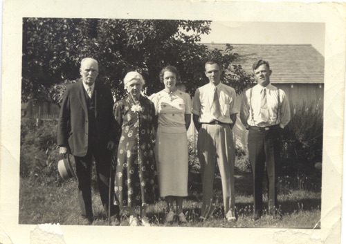 1937 Jonas Bestul Family. Rev. Jonas Bestul, Celia (Munson) Bestul, Agnes, Sylvan and Luther Bestul (Children)